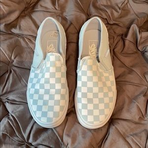 Light Blue and white checkered vans
